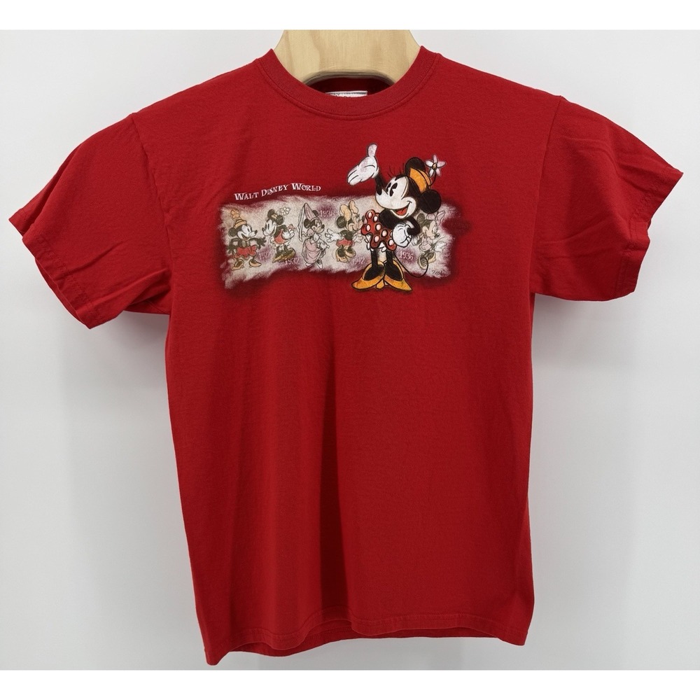 Vintage Walt Disney World Minnie Mouse T-Shirt Red Retro Graphic Size M